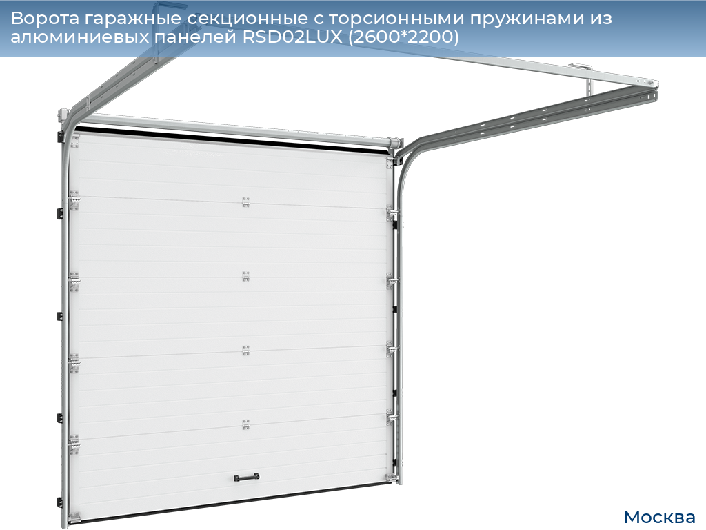 Ворота гаражные секционные с торсионными пружинами из алюминиевых панелей RSD02LUX (2600*2200), 